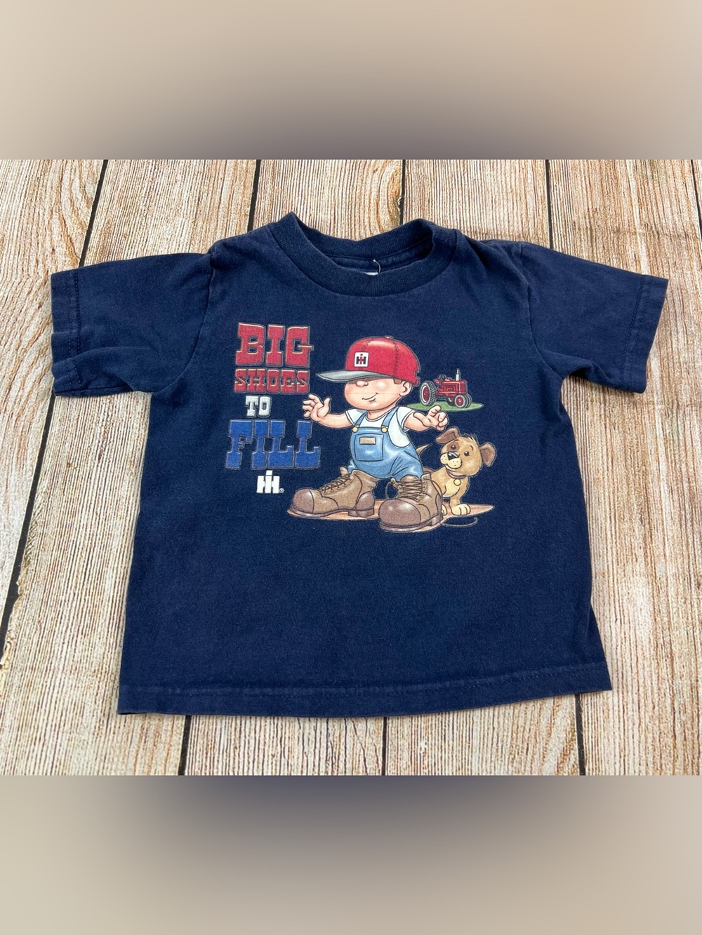 Vintage Kids Toddler International Harvester Tractors Blue T Shirt Size 2T